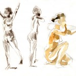 Aktzeichungen Volker Konrad - Female Nude Sketches Volker Konrad - Colouring Pencil and Water Colours
